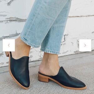 Soludos Black Leather Mules with Tan Sole